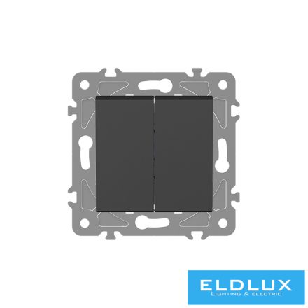 ELDLUX ELDGROUND kettős váltókapcsoló (106+6) fekete rugós