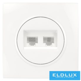 ELDELIN RJ11 TEL + RJ45 Cat.5e UTP aljzat Fehér