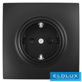 ELDELIN 2P+F konnektor gyerekvédelemmel Fekete Rugós