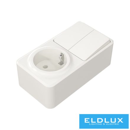 ELDLUX ELDIMPRESS falon kívüli Csillárkapcsoló kapcsoló (105) + 2P+F konnektor gyerekvédelemmel fehér IP20