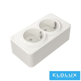   ELDIMPRESS Falon kívüli Dupla 2P+F csatlakozóaljzat Fehér IP20