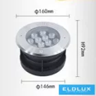 UNIVERSO Taposólámpa LED 12w 1450lm 3000k 30° IP67 acél Ø160-Ø146x92mm