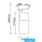UNIVERSO Egyfázisú sínhez lámpa 15w 1270lm CCT.kap 38°  IP20 Fehér D74x238mm