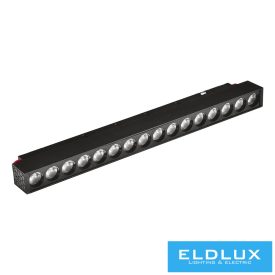   UNIVERSO Mágneses sínbe szerelhető spot Lámpa DC:48V 18w 1620lm 4000k RA90 IP20 Fekete 300x45x24mm