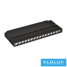   UNIVERSO Mágneses sínbe szerelhető állítható spot Lámpa DC:48V 24w 2160lm 3000k RA90 IP20 Fekete 305x45x24mm