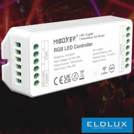 MIBOXER RF 2.4G RGB LED Szalaghoz Vezérlő DC:12-36V Max:20A 10A/CH