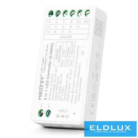 MIBOXER 3in1 RF 2.4G RGB/RGBW/RGB-CCT LED Szalaghoz Vezérlő DC:12-24V Max:12A