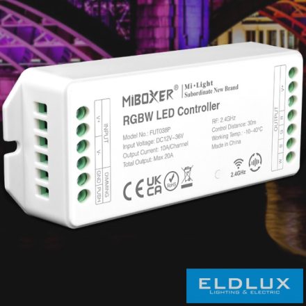 MIBOXER RF 2.4G RGBW LED Szalaghoz Vezérlő DC:12-36V Max:20A 10A/CH
