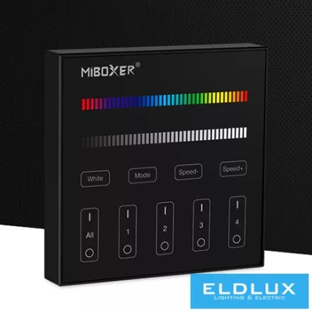 MIBOXER RF 2.4G RGBW LED Szalaghoz Fali Távirányító 4 Zónás fekete