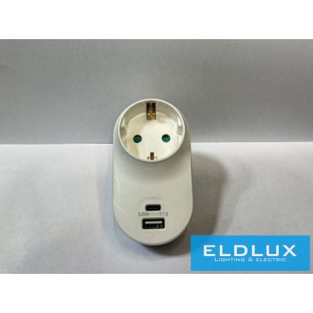 ELDLUX Elosztó 1x type F + 1x USB type A + 1x USB type-C IP20