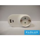 ELDLUX Elosztó 1x type F + 1x USB type A + 1x USB type-C IP20