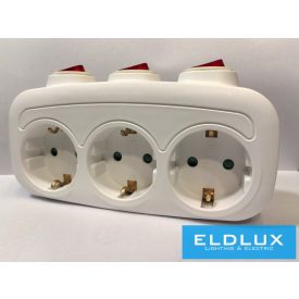 ELDLUX Elosztó 3x type F kapcsolóval IP20