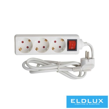 ELDLUX Hosszabbító kapcsolóval 3 aljzat 3m x 1.5㎟ IP20 fehér