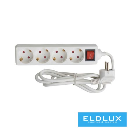 ELDLUX Hosszabbító kapcsolóval 4 aljzat 1.5m x 1.5㎟ IP20 fehér