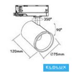 UNIVERSO Háromfázisú sínhez spotlámpa 30w 3250lm 3000k Ra90 38° IP20 Fehér D75x120mm 5év