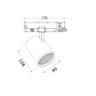 UNIVERSO Háromfázisú sínhez spotlámpa 40w 4150lm CCT.kap Ra90 38° IP20 Fekete D90x128x178mm 5év