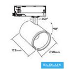 UNIVERSO Háromfázisú sínhez spotlámpa 40w 4650lm 4000k Ra90 38° IP20 Fekete D90x128mm 5év