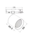 UNIVERSO Háromfázisú sínhez spotlámpa 38w 3700lm CCT.kap Ra90 60° IP20 fekete D99x99x178mm 5év