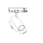 UNIVERSO Háromfázisú sínes spotlámpa 30w 2800lm CCT.kap Ra90 38° IP20 Fekete D70x175mm 5év