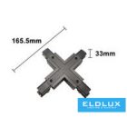 UNIVERSO Háromfázisú sínhez X-alakú toldó elem Fekete 165x165x33mm