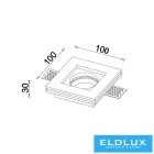 UNIVERSO Gipsz süllyesztett spot lámpatest 1xGU10 100x100x30mm IP20 fehér 