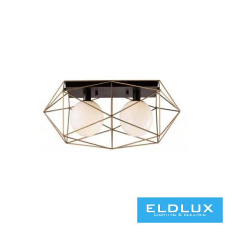 ELDLUX ELDGEOX mennyezeti lámpa fekete/arany E27×2