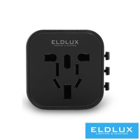   ELDLUX Utazási adapter pro biztosítékkal (World to World) 230V/8A/1840W