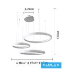 UNIVERSO Függeszték 60w 4800lm 3000k IP20 fehér 630+490+380mm