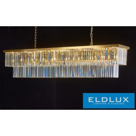   ELDLUX ELDICICLE kristály üveg csillár E14×24 L1800x340x380mm arany