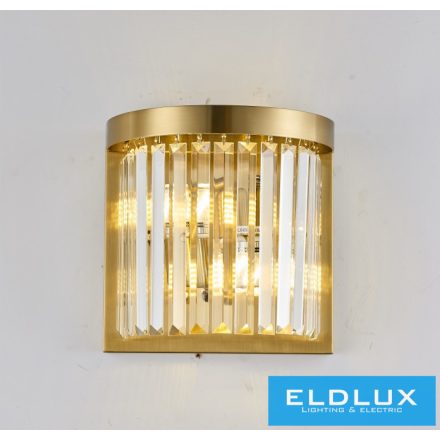 ELDLUX ELDICICLE kristály üveg fali lámpa E14×2 D250X250mm arany