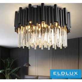   ELDLUX Kristály üveg mennyezeti lámpa E14×12 D550x300mm Fekete