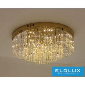   ELDLUX Kristály üveg mennyezeti lámpa E14×10 D600x350mm Arany