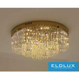   ELDLUX Kristály üveg mennyezeti lámpa E14×19 D800x350mm Arany