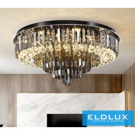   ELDLUX Kristály üveg mennyezeti lámpa E14×19 D780x350mm Fekete