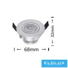 UNIVERSO mini spot lámpatest 3w 6500K 270lm 30° IP20 ∅68×32mm ezüst