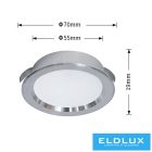 UNIVERSO mini spot lámpatest 3w 6500K 240lm 120° IP20 ∅70×19mm ezüst