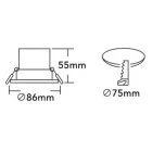 UNIVERSO LED süllyesztett lámpa 7w 630lm CCT.Kap 24° IP20 Alumínium D86x55mm Kivágás:D75mm