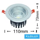UNIVERSO LED süllyestett lámpa 12w 1080lm 4000K 24° D110x73mm Kivágás:D90mm IP20 alumínium