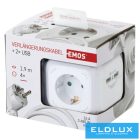 EMOS hosszabbító 4 aljzat + 2 USB 1.9m 1.5mm