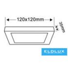 UNIVERSO Négyzet alakú falon kívüli LED panel 6w 480lm CCT/kap. 120° IP20 Fehér 120x120x35mm 3év