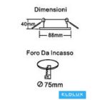 UNIVERSO Süllyesztett spot lámpa 1xPAR16 foglalat nélkül IP20 Fehér D88x40mm kivágás:D75mm