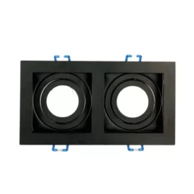   UNIVERSO Süllyesztett spot lámpa 2xGU10 foglalat nélkül IP20 Fekete 100x186x38mm kivágás:175x90mm