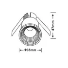 UNIVERSO Mini spot lámpatest 3w CCT.Kap 300lm 30° IP20 Ezüst D35x47mm kivágás:D28mm