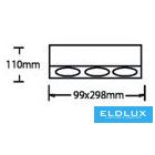 UNIVERSO Falon kívüli spotlámpa 3xPAR16 foglalat nélkül IP20 Fekete 298x88x110mm