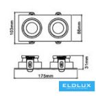 UNIVERSO Süllyesztett spot lámpa 1xGU10 IP20 Fehér 175x88x31mm kivágás:160x75mm 5év