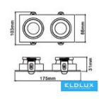 UNIVERSO Süllyesztett spot lámpa 1xGU10 IP20 Fekete 175x88x31mm kivágás:160x75mm 5év