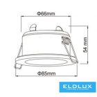 UNIVERSO Vízzárós süllyesztett lámpatest 1xPAR16 foglalat nélkül IP44 Fehér D85x54mm Kivágás:D65mm 5 év