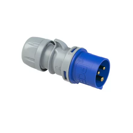 PCE Ipari dugvilla lengő 2P+E 32A 230V(50+60Hz) kék IP44 műanyag csavarmentes kapcsos Turbo Shark