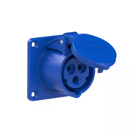 PCE Ipari dugalj beépíthető egyenes 2P+E 16A 230V(50+60Hz) kék IP44 műanyag 6h-pozíció csavaros