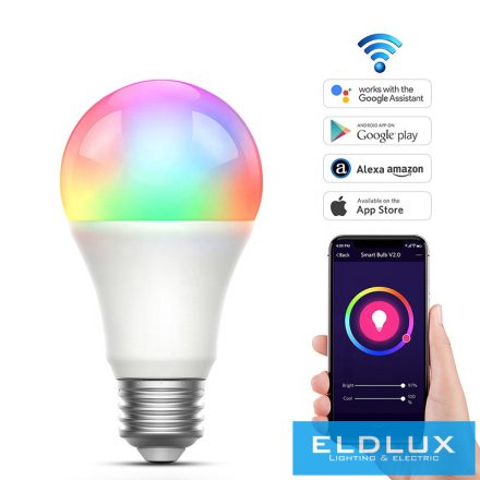 ELDLUX Smart Home WiFi-s izzó A60 E27 9W 950lm RGB+CCT